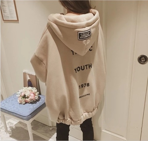 Autumn and winter wear new Korean version of loose-fitting women's cardigan, caps and INSS oversized jacket zipper