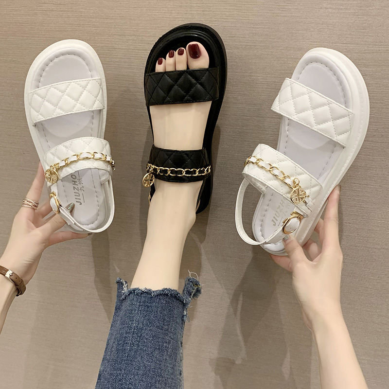 Xiaoxiangfeng sandals women's summer new ins net red fashion Korean versatile fairy flat student Roman shoes