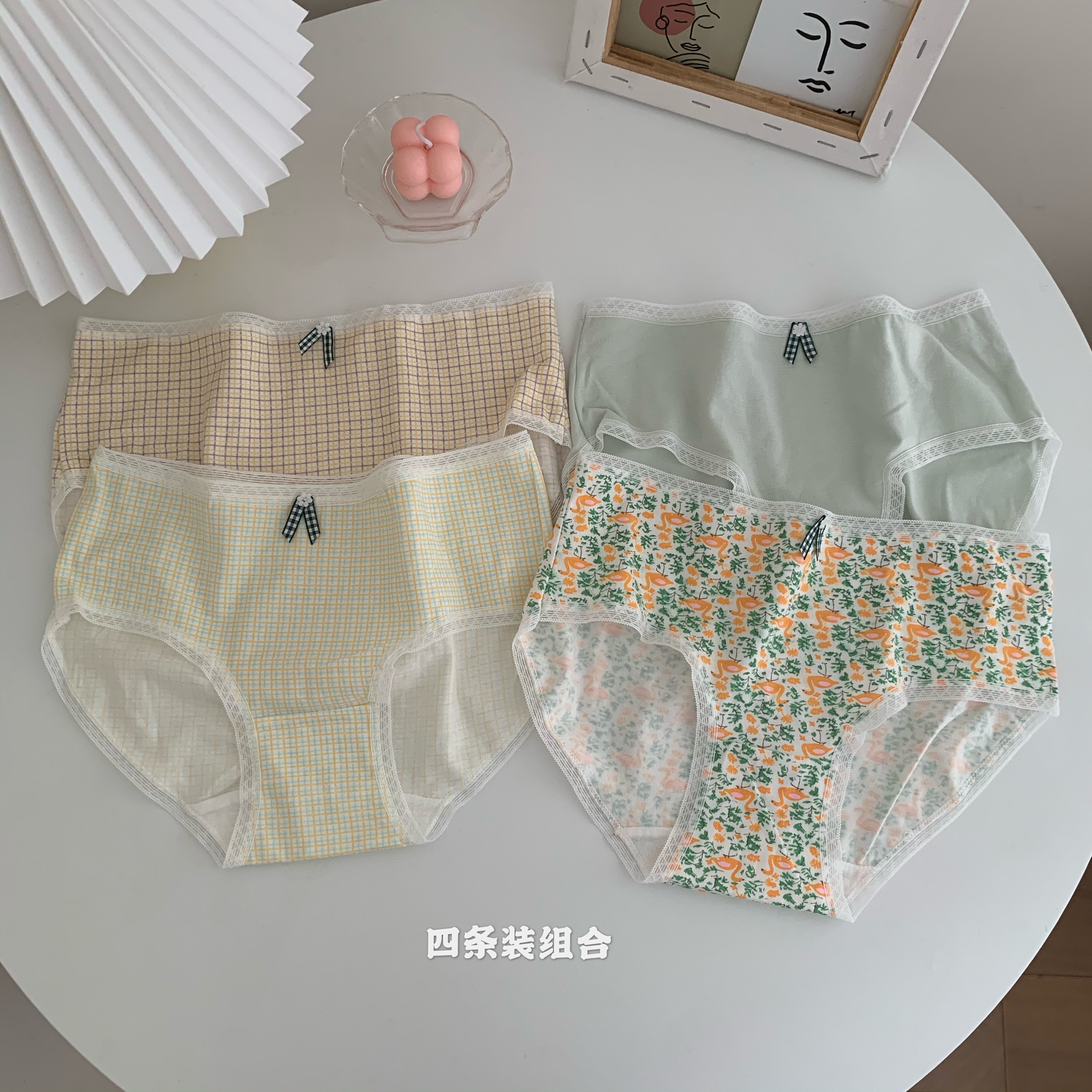Real price countryside style flower girl lovely cotton underwear briefs Triangle pants breathable comfortable PANTS 4 Pack