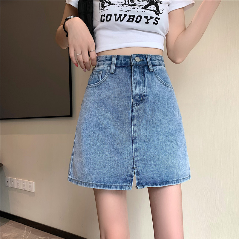 Real price high waist A-type denim skirt for women