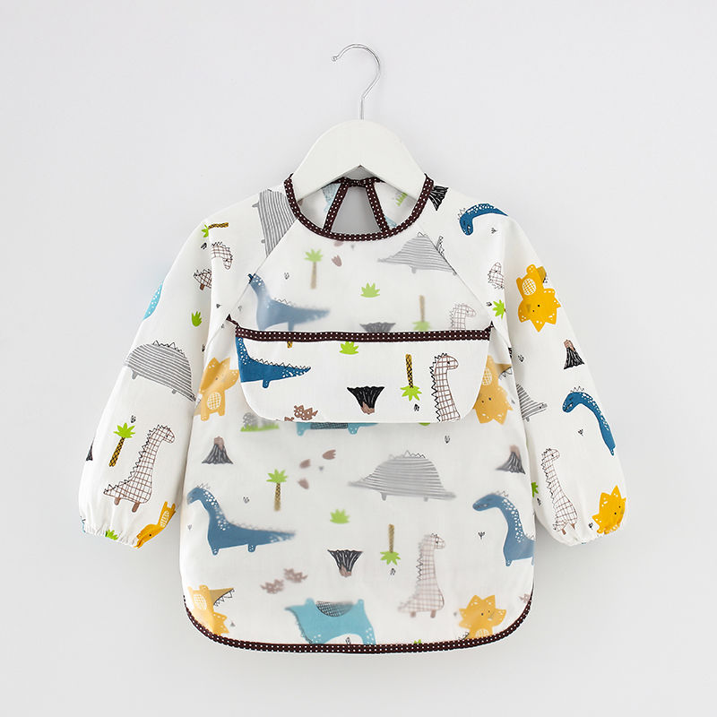 Children's coverall waterproof long sleeve reverse dressing baby dinner apron pure cotton children's coverlet Baby Bib