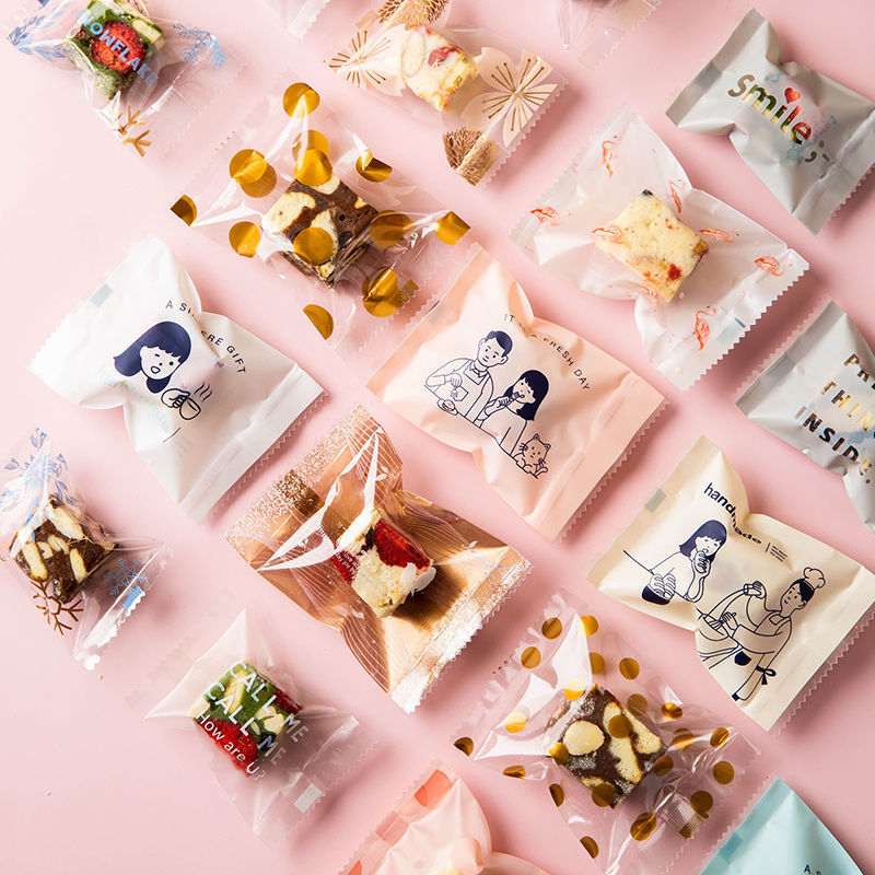 Snowflake crisp packaging bag, self sealing bag, biscuit, cookie, pizza, machine sealing bag, candy paper, nougat, baking box