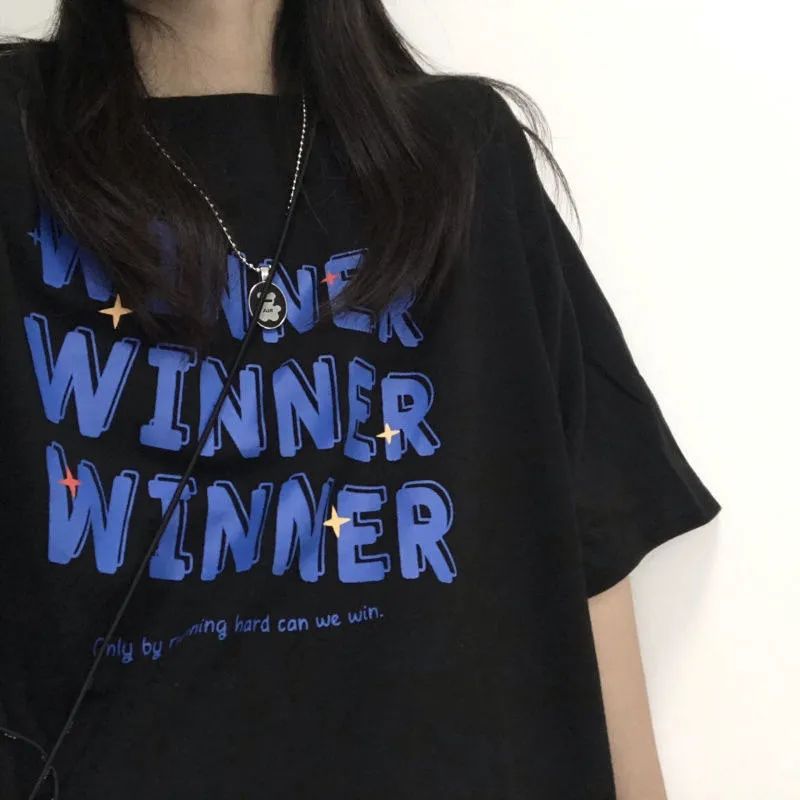 Summer new print short sleeve T-shirt for female students, loose and versatile Korean style half sleeve T-shirt