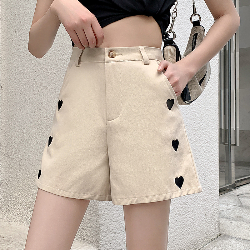 Real love Embroidered Shorts for women in summer 2021