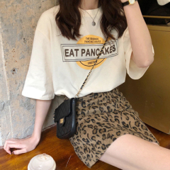 Apricot print short sleeve T-shirt for women's summer new Korean loose net red