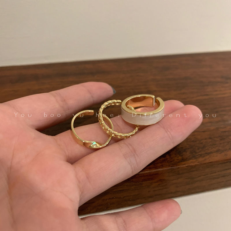 Fashion plain ring 3-piece suit combination fashion cool wind mouth adjustable index finger ring