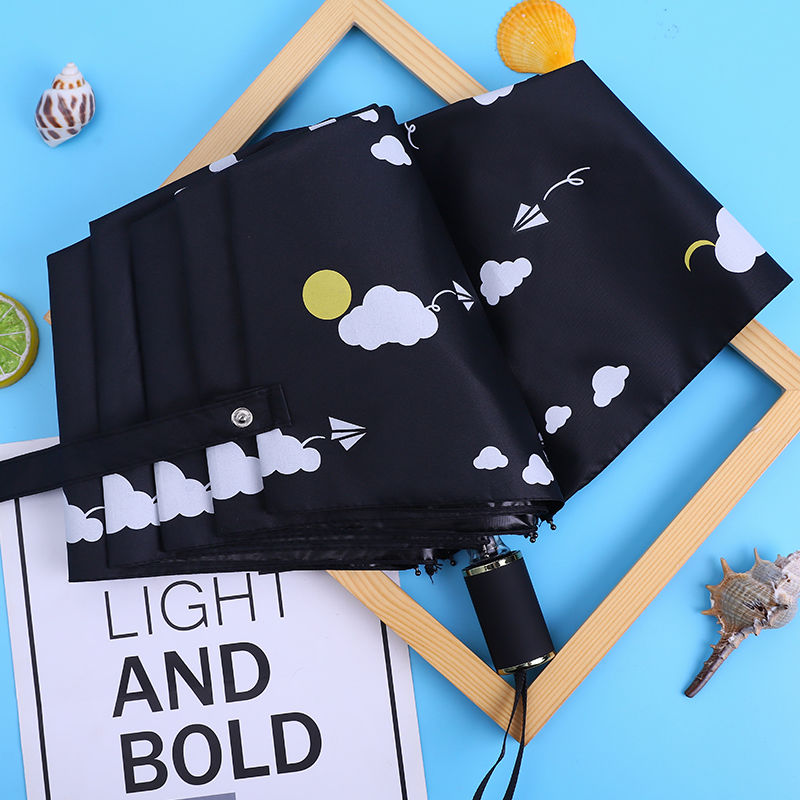 Student umbrella male and female dual-purpose automatic umbrella sunscreen anti ultraviolet sunshade three fold folding umbrella sun umbrella