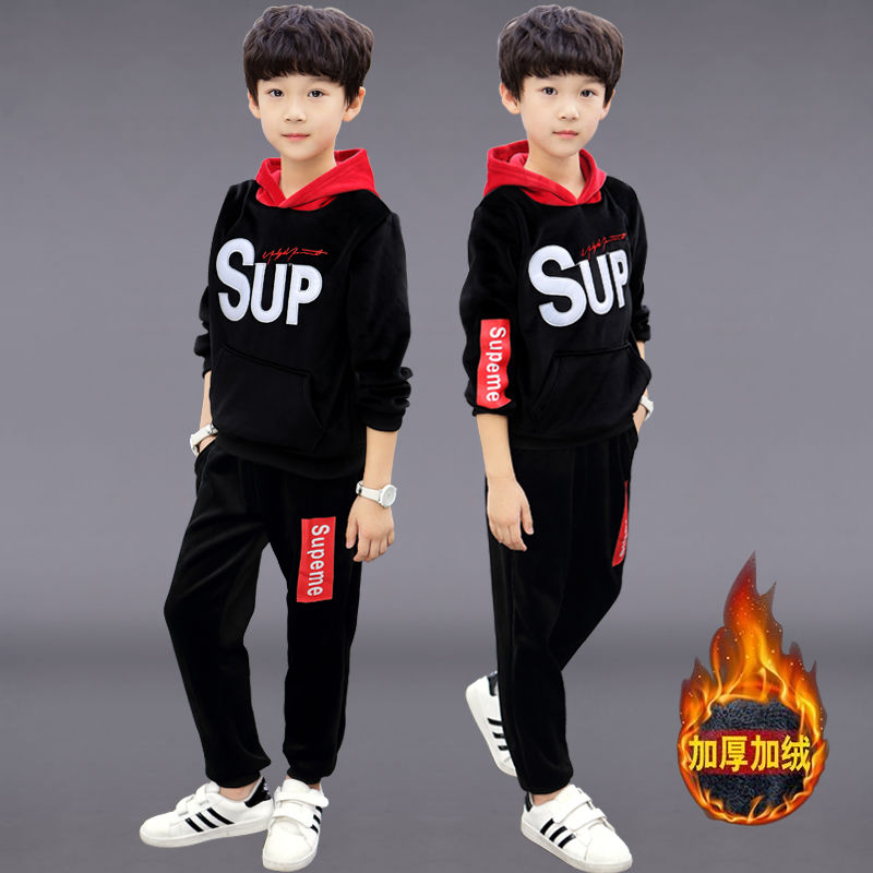 Children's wear spring and autumn suit 2020 new velvet children's autumn and winter Korean version of children's long sleeve suit fashion