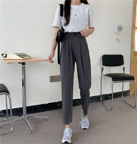 Real shooting summer chic new girlfriends wear versatile suit pants with high waist temperament casual pants