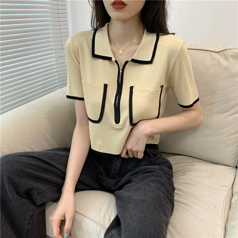 Real shot real price new Korean Short Sleeve knitted plolo shirt