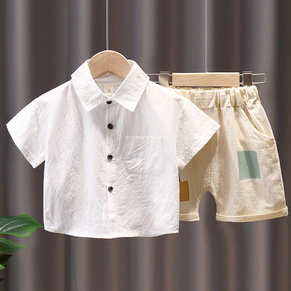 Boys' suit summer dress foreign style 1 boys' shirt short sleeve 2 Korean children's summer shirt 3 baby clothes 4 years old