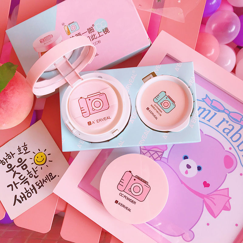Air cushion + makeup powder] Concealer mask CC printing foundation whitening moisturizing BB cream waterproof and brightening skin color students