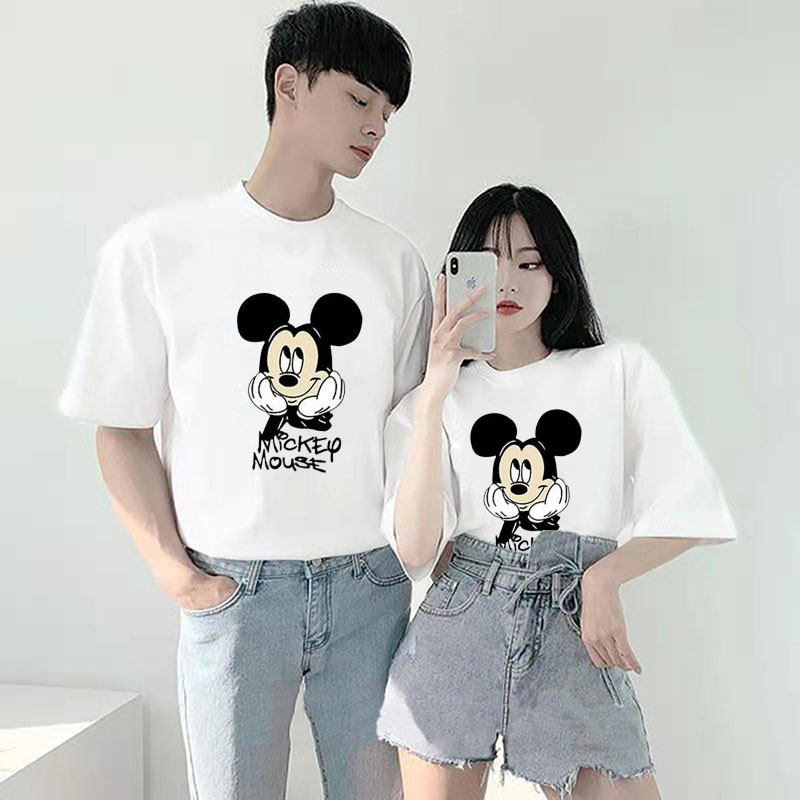 Short sleeve t-shirt men's and women's 2021 summer new Mickey Mouse print couple's top