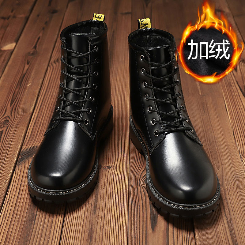 Martin boots men's new winter Plush warm Korean fashion high top boots waterproof shoes men's snow cotton shoes