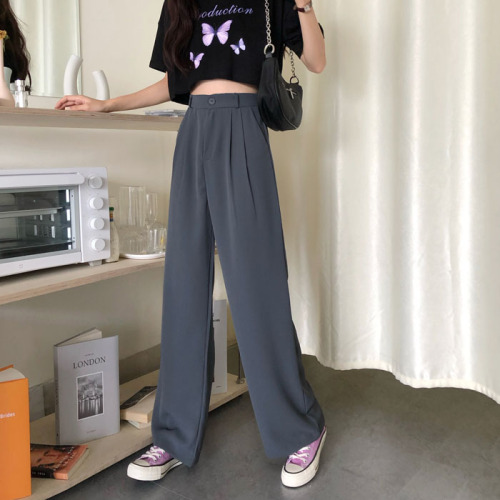 Real price ~ 2021 new Korean High Waist Wide Leg Trousers floor trousers suit trousers women's pants