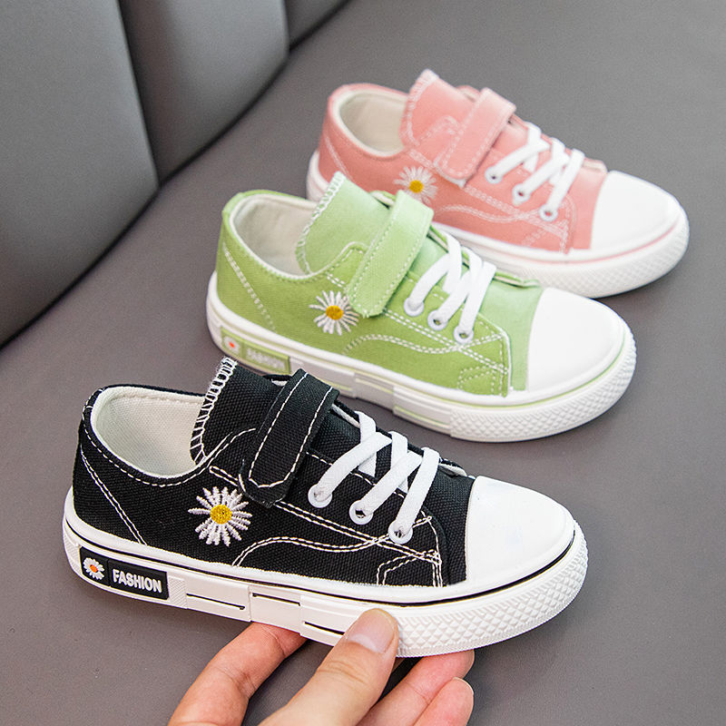Children's canvas shoes girl's board shoes autumn breathable children's shoes soft sole versatile middle school girls' antiskid sports shoes
