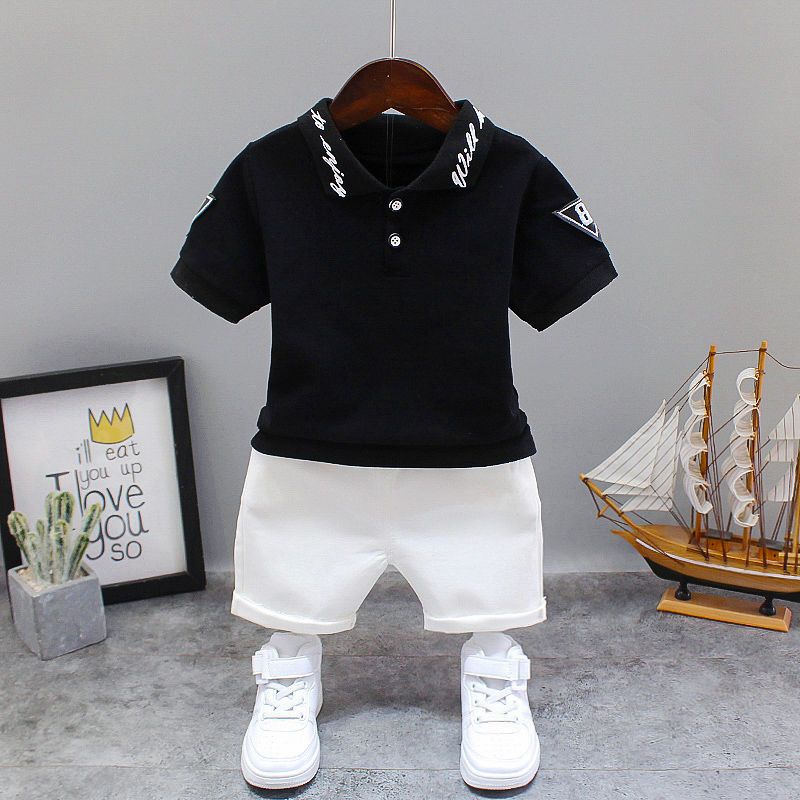 Boys' summer suit new children's wear handsome boys' summer printed collar short sleeve two piece set