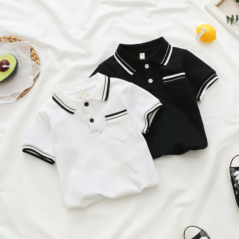 Children's short sleeve children's Polo Shirt baby T-shirt Lapel Paul shirt summer white top boys' short sleeve T-shirt fashion