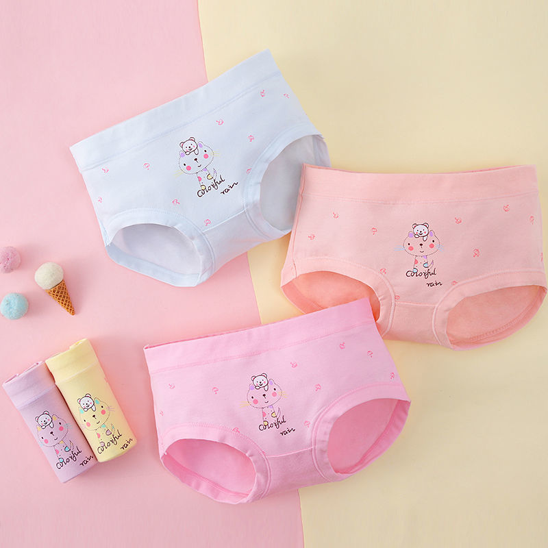 Girls' underwear pure cotton 3 children's 4 triangle 5 girls' shorts head 9-10-11 years old middle-aged children's little girl's 4 corners