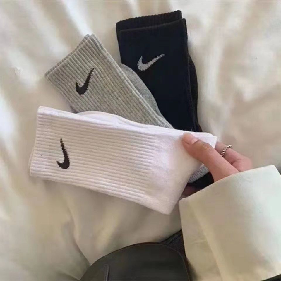 Socks: Korean version cotton medium long tube pure color NK thick lovers autumn and winter sports socks