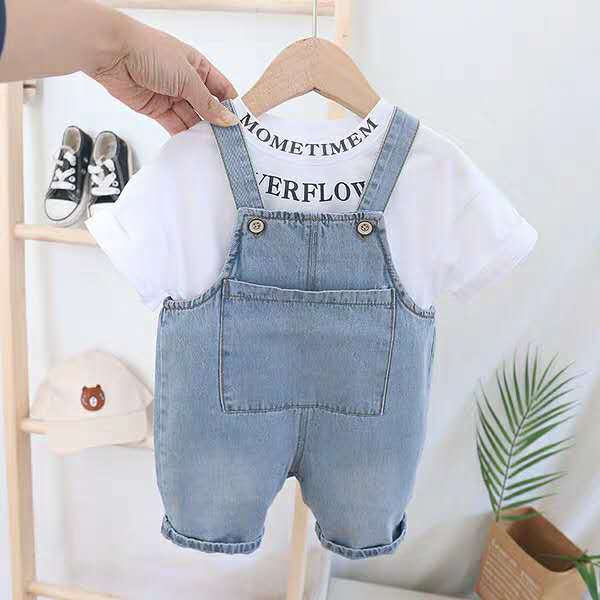 Boys and girls 1-3 years old denim belt Capris 2020 children's wear