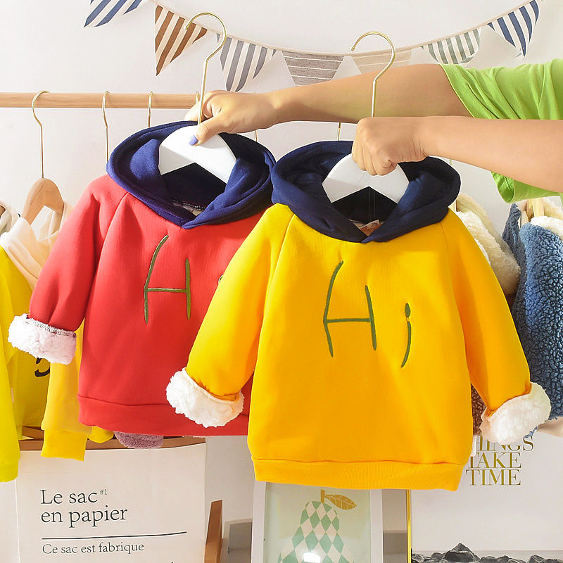 Boys' sweater Plush thickened children's clothes girls' new winter 2018 baby coat baby jacket warm 0-3 years old