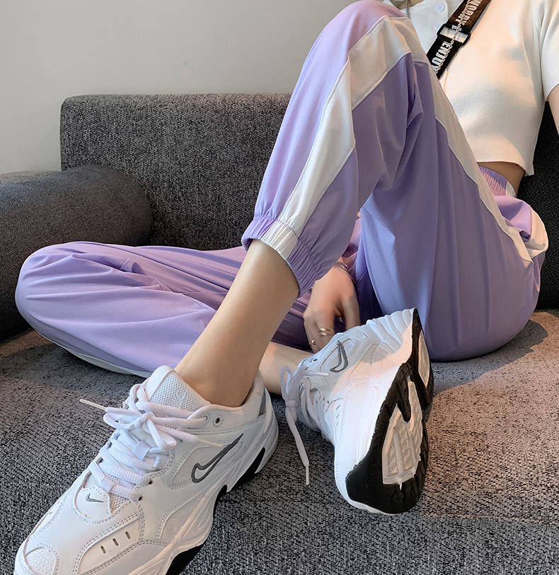 Purple pants women's ice sports pants loose legged summer 2021 new wide leg casual thin pants summer