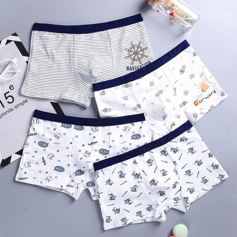 Children's underwear boys flat angle pure cotton medium and large Children Boys children teenagers cartoon Boxer Shorts primary school students