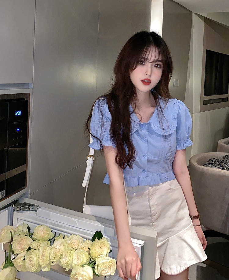 Summer sweet college doll collar short shirt