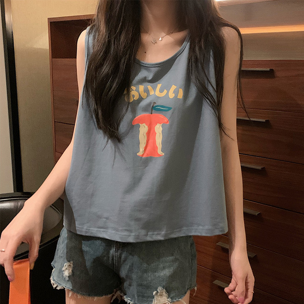 6535 cotton real clothes sleeveless top women's summer new vest T-shirt students wear loose