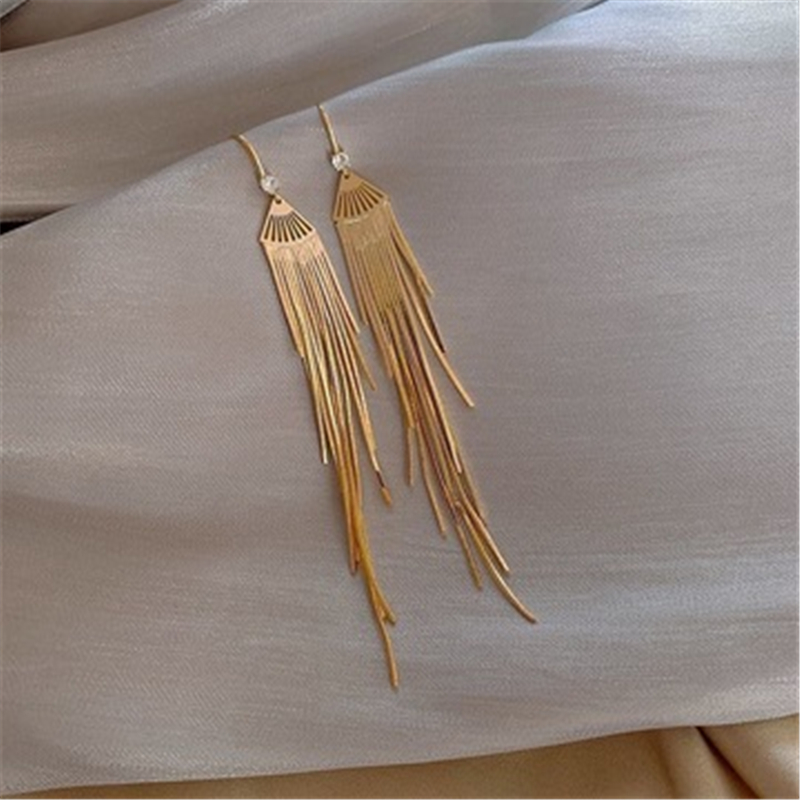 Japan and South Korea Fashion Net red long personalized Earrings tassel chain long simple net red Earrings