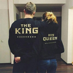 EBay King Queen five pointed star printed couple's sweater