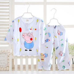 Summer baby cotton pajamas boys and girls cotton silk set baby clothes small children's home clothes