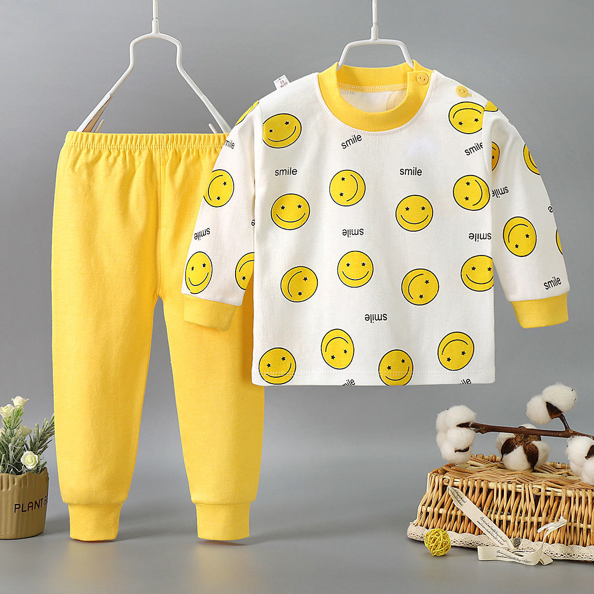 Autumn new baby underwear set pure cotton daughter children autumn clothes autumn pants 2-piece children's home wear pajamas