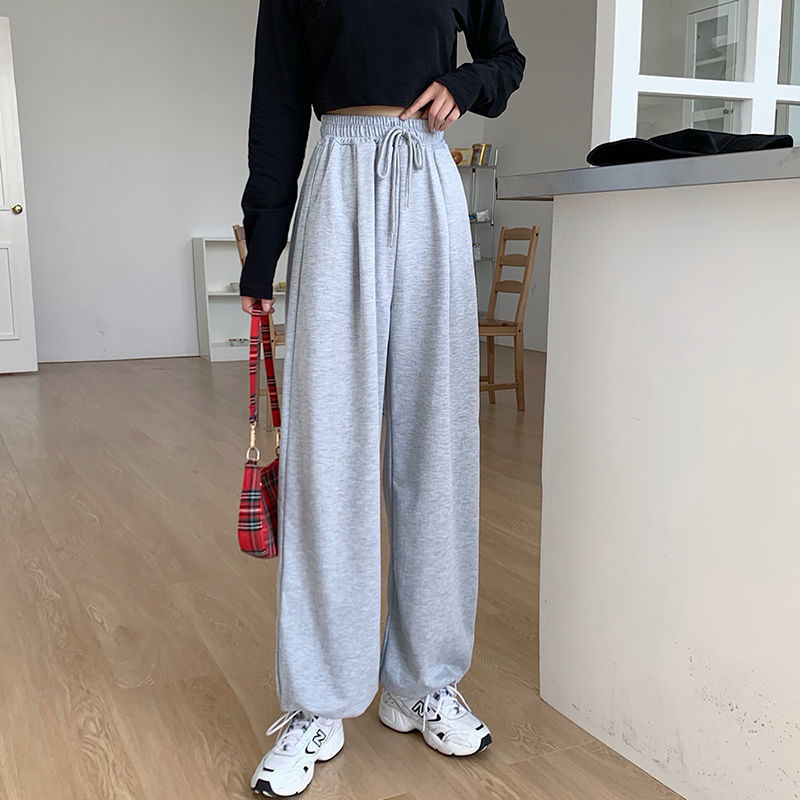 Work clothes Black Loose plump feeling plump mm versatile straight pants female trousers junior high school students wide leg legged Leggings Korean Students
