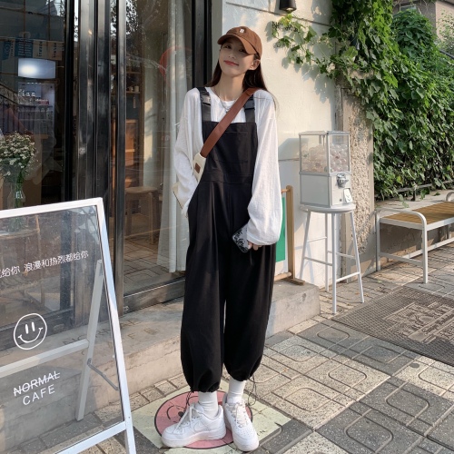 Cool salt Platycodon suspenders women's summer thin net red age reducing design, loose and lazy wind work clothes one-piece pants
