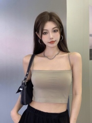 Real price, no reduction, high elasticity, slim body, with breast pad, light proof solid color suspender vest