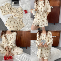 Real shot real price Korean version ins girls' skin friendly and breathable cotton home clothes series pajamas suit
