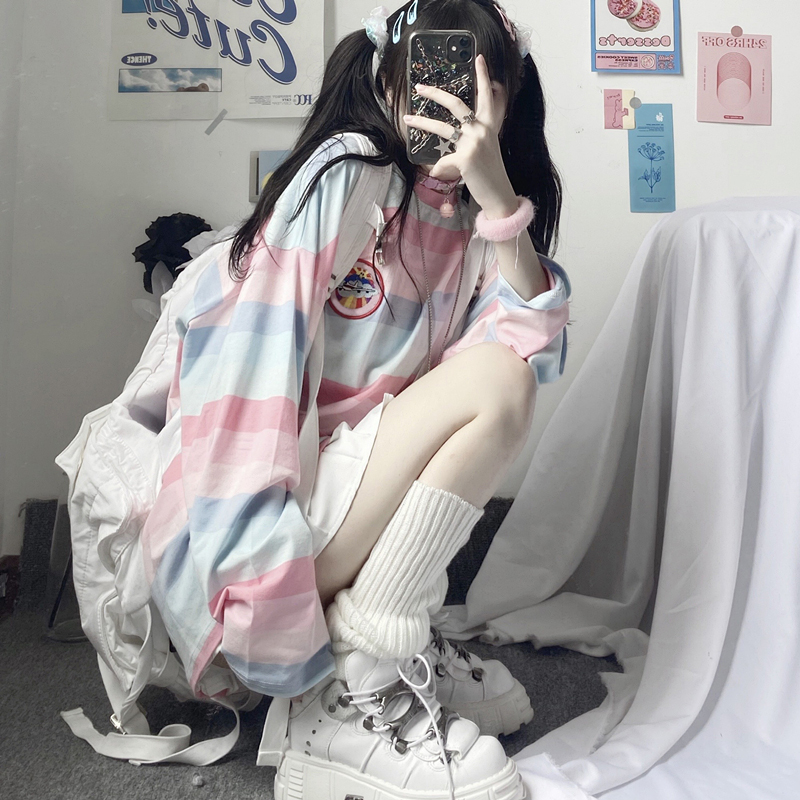 2021 autumn stripe long sleeve T-shirt