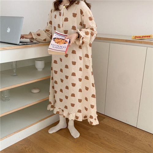 Real price Korean cotton double yarn cartoon ins lovely home dress