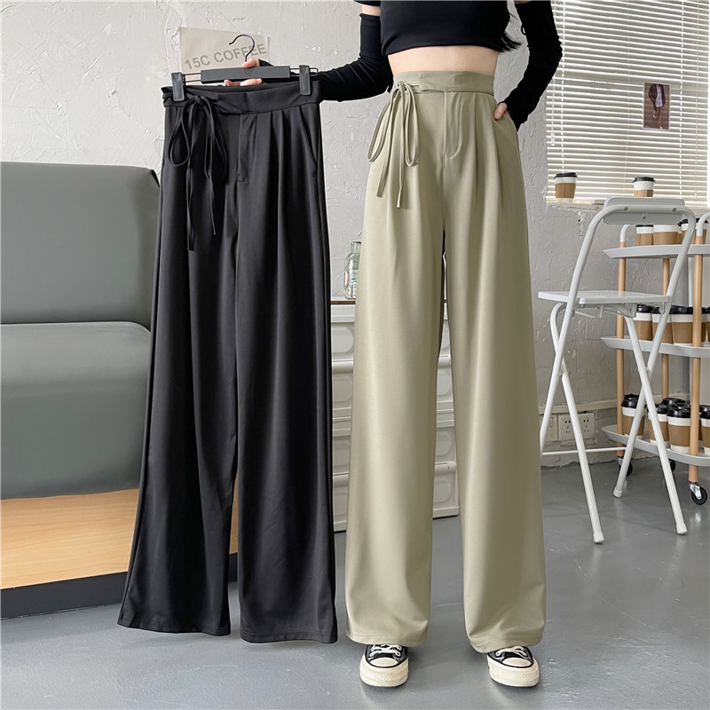 Real shooting wide leg pants, high waist drop feeling suit pants, new straight casual pants in summer 2021