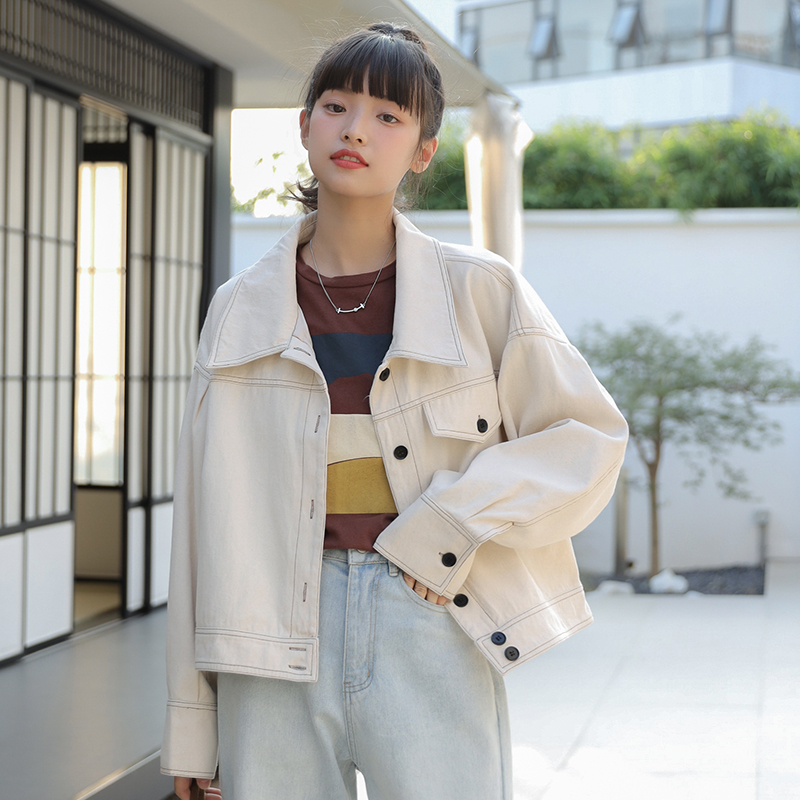 Real shooting Korean ins Denim Jacket Women's 2021 autumn new loose and versatile boyfriend style jacket