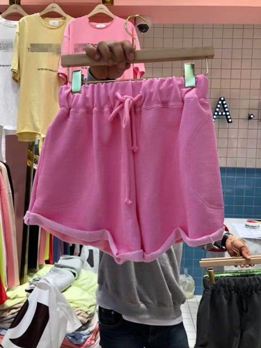 Non real fashion Korean East Gate pink towel shorts women's sweatpants loose