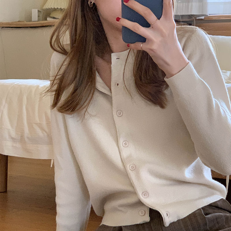 Real shot 2021 Korean version single breasted loose wear fashion knitted top sweater cardigan single coat