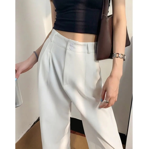 Non real shooting high waist women's 2021 autumn new suit pants straight pants loose floor mops