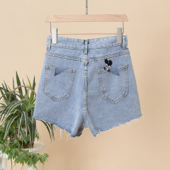 Real Mickey Jeans Shorts women's high waist new Xiaxian thin loose A-line trendy ins hot pants hole wide leg Korean version