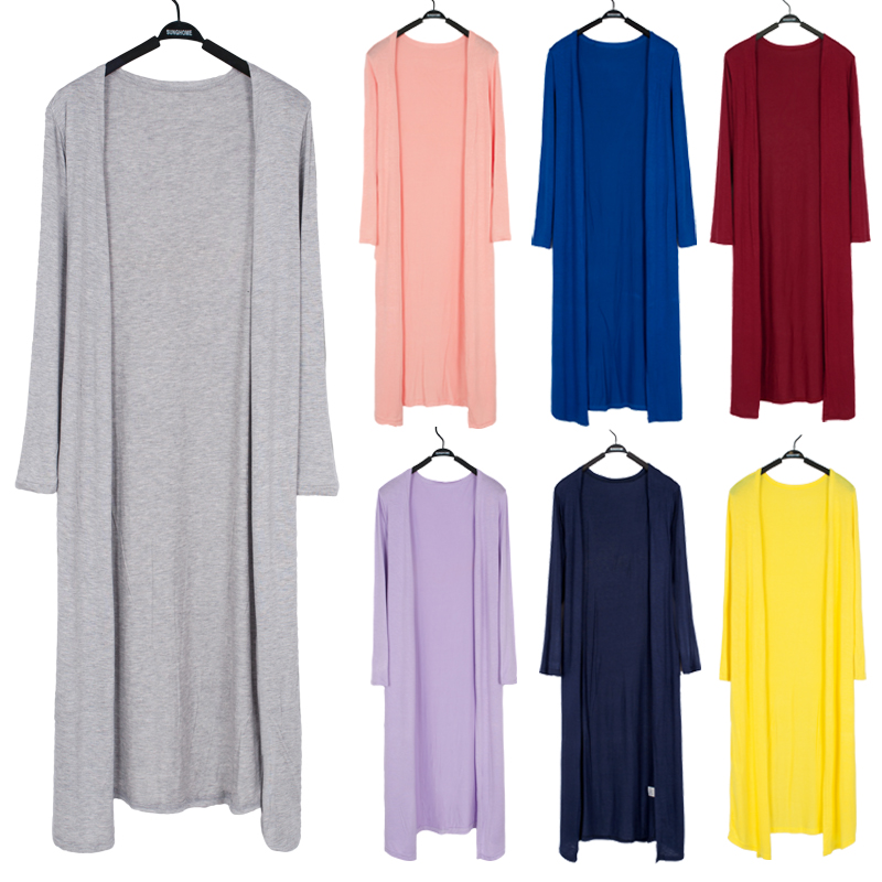 Spring summer Korean thin super long modal cardigan women's shawl sun proof clothes long sleeve autumn air-conditioning shirt coat large