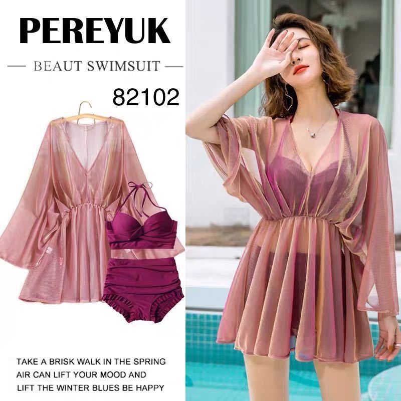 Brand swimsuit women's hot spring three piece suit covering belly and showing thin and sexy bikini conservative net red swimsuit