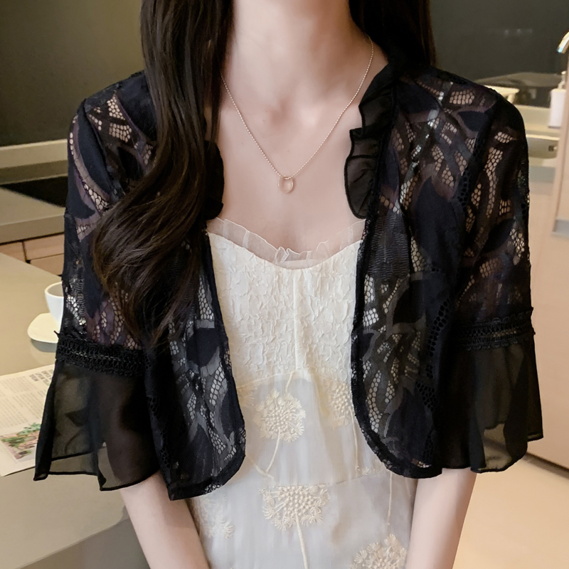 2020 new summer lace small shawl small scarf cardigan small coat all over Chiffon