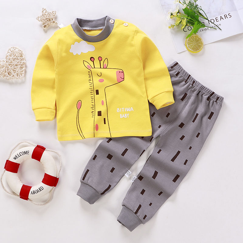 Children's underwear set pure cotton boys and girls autumn clothes autumn pants baby pajamas 0-7 years old clothes spring and autumn clothes